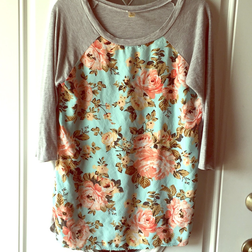 Floral print baseball shirt